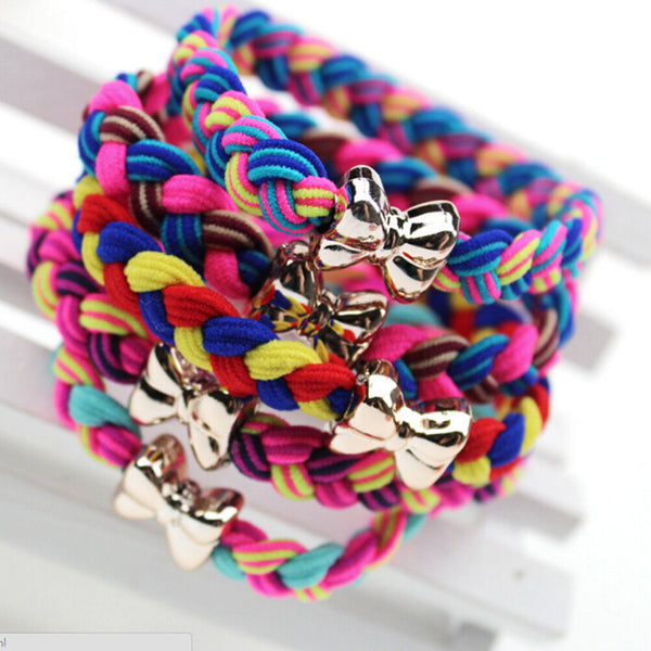 10X Weaves Bowknot Ponytail Elastic Holders Hair Accessories Girl Rubber Band Gw