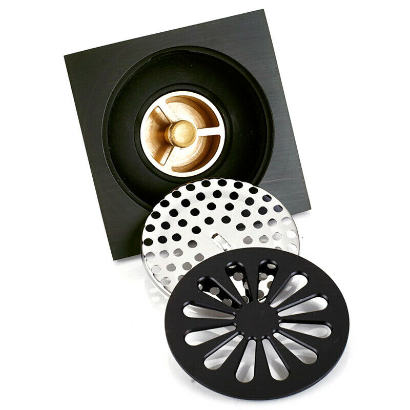 4 Inch Square Shower Drain with Removable Cover Grate, Brass Anti Clogging  S4O7