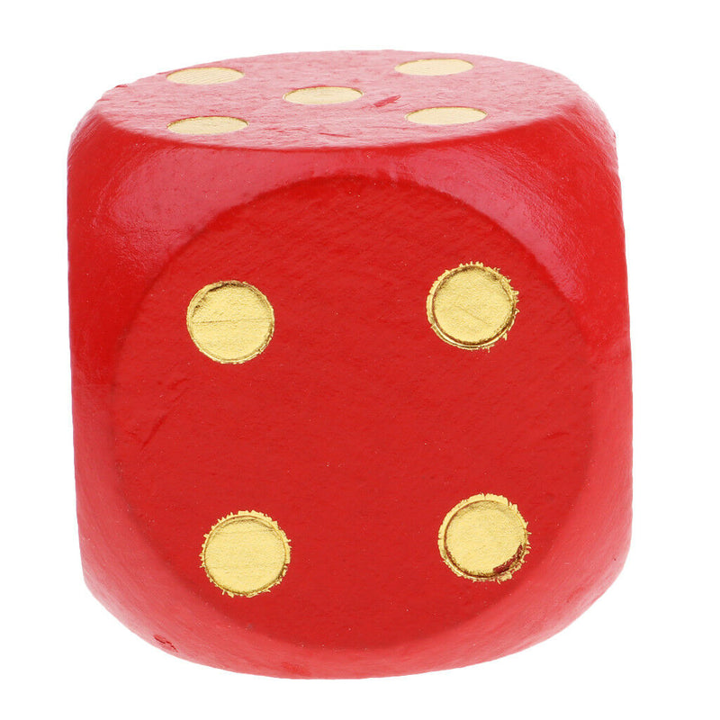 2x Large 5cm Wooden Dice D6 Six Sided Dies for D&D RPG MTG TRPG Red+Yellow