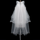 5X(Women Wedding Veil Dress White Bowknot Layers Tulle Ribbon Edge Bridal  M7H6)