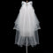 5X(Women Wedding Veil Dress White Bowknot Layers Tulle Ribbon Edge Bridal  M7H6)