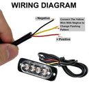 10Pcs Amber Yellow Car Truck 4 Led Emergency Flash Warning Strobe Light Kit