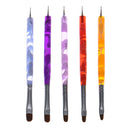 5Pcs Nail Pens 2-Ways Acrylic UV GEL Nail Art Dotting painting Brush Pen Makeup