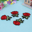 5pcs Red Rose Flower Embroidery Cloth DIY Sewing Iron on Patch(7X5cm)