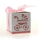 12pcs Wedding Favor Gift Ribbon Candy Box Cut Out Pram Design Baby Shower P