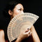 Chinese Bamboo Folding Hand Fan Wedding Party Flower Pattern Retro Gift Wood LJ