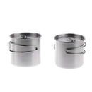 2pcs Stainless Steel Camping Cup Pot Bowl for Camping, Backpacking and Outdoors