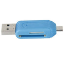 USB 2.0 + USB mini OTG SD ST Card Reader for Cell Phone Tablet PC (Blue) V9N8