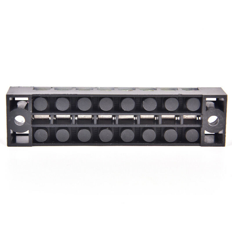 600V 15A 8 Positions Dual Rows Covered Barrier Screw Terminal Block Strip Ew
