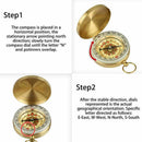 Brass Pocket Compass Watch Style Military Army Camping Hiking Outdoor Keychain~