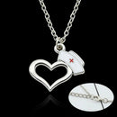 Women Novelty Alloy Heart Necklace Nurse Stethoscope Chain Link Pendant Gift 1PC