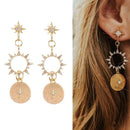 Women Crystal Sun Ear Stud Dangle Hook Drop Earrings Jewelry