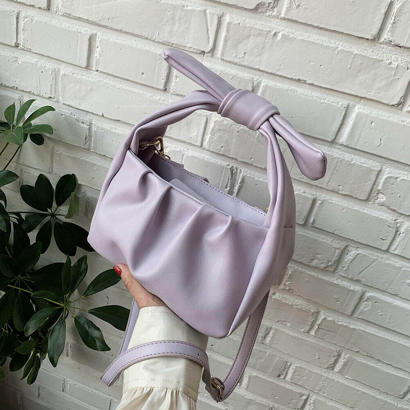 Retro Women Tote Bag Soft PU Shoulder Handbag Female Cloud Clutch (Purple) A