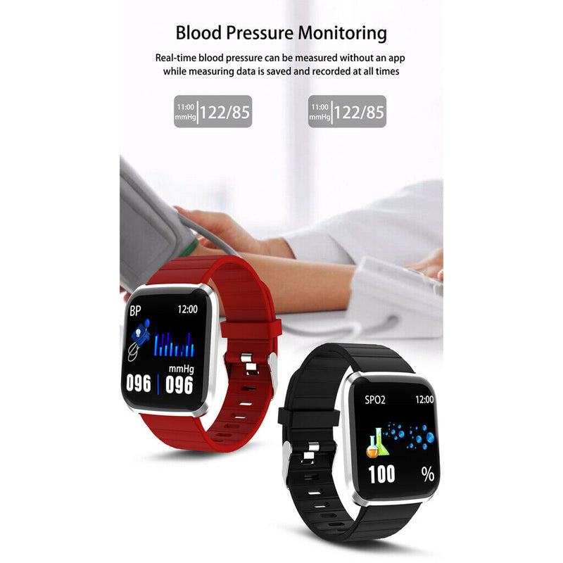 1.3inch Screen Smart Watch Blood Pressure Waterproof Fitness Tracker Black