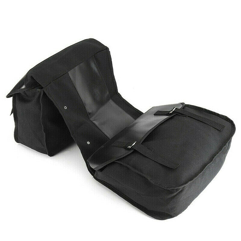 Motorcycle Touring Saddle Bag Black Canvas Waterproof Panniers Motorbike Lugg 3C