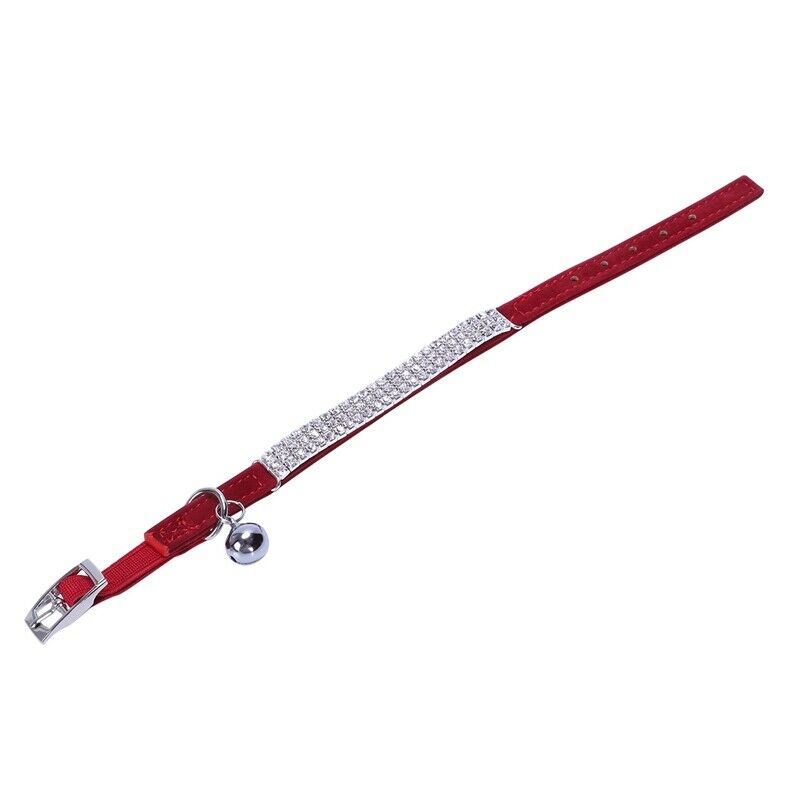 Collar Cat Baby Puppies Dog Safety Elastic Adjustable with Diamond Rhinesto