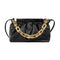 Women Pleated Handbag Stone Pattern PU Chain Shoulder Crossbody Bag (Black)
