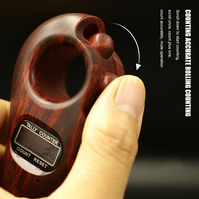 Digital Buddha Rotating Beads Counter Buddhist Finger Game Tool (Rosewood) A
