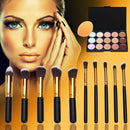 10PCS Makeup Brush Stonge Puff 15 Color Concealer Tool Set