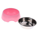 Pet Dog Cat Feeder Food Water Bowl Food Dispenser Dish Fountain Pink - L