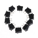 10x 10*15MM Small Black Rocker Switch KCD1-11 250VAC/3A 6A 125V AC 2P SwitchesJR
