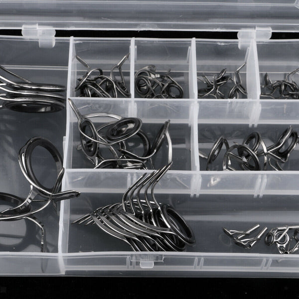 45pcs Fishing Rod Eyes Ceramic Fishing Rod Guides Line Repair Tip Tops Rings