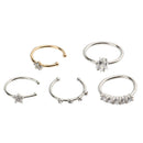 5Pcs Star Crystal Nose Ring Hoop Studs Chic Handmade Fashion Charm Jewelry