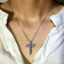 Mens Womens Necklace Chain White Sapphire Cross Jewellery Pendant Xmas Gift