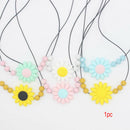 Baby Food Grade Silicone Sunflower Chain Flower Pendant Beads Necklace Teet N4P1