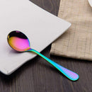 Rainbow Soup Spoons, Stainless Steel Round Spoons, Set of 6 (Soup Spoon) Y8S9