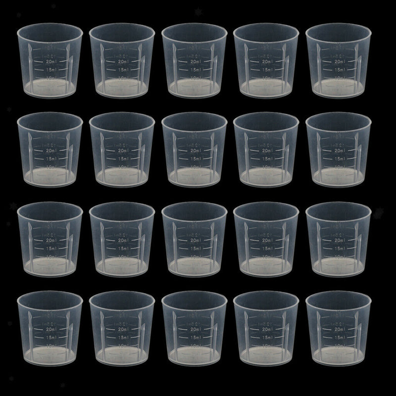 20pcs 20ml Plastic Lab Test Liquid Measuring Container Cups