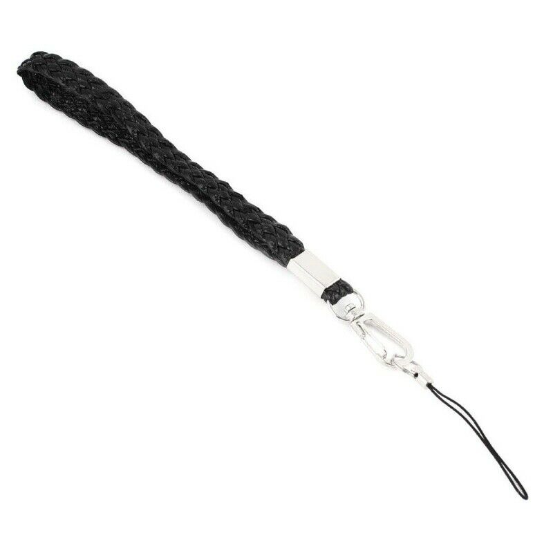 Wrist Flat Braid Cord Choker for Smartphone Black 22 cm X1R4