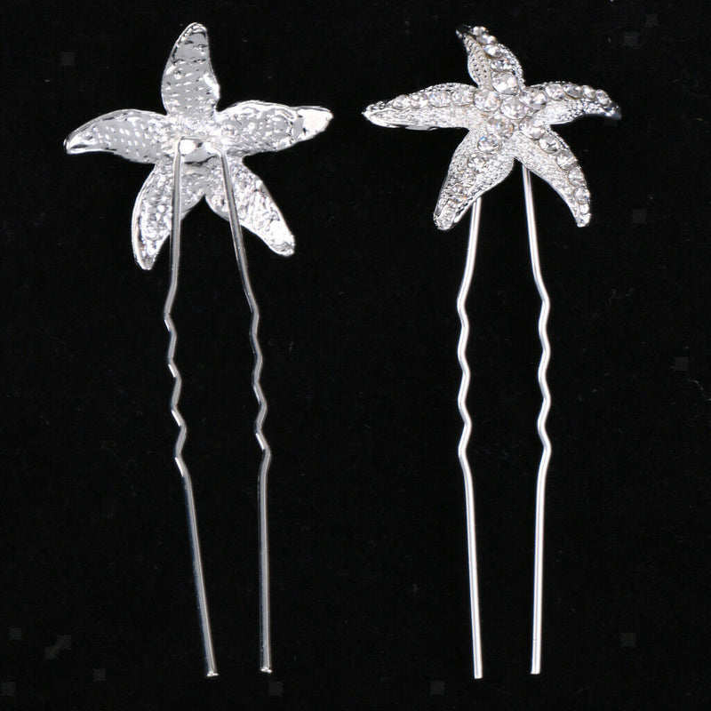 10 Pieces Sea Star Crystal Headpiece Fancy Hair Party Wedding Bride Jewelry