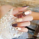 24pcs Lattice Round False Nails Art Acrylic French Full Cover Tips Manicure  ly