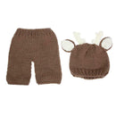 2pcs Crochet Cartoon Deer Costume Set Knitted Baby Hat Pants Photo Props