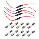 5 Pcs Screw Type 22 AWG Wire 5 x 20mm Inline Fuse Holder & 10 Pcs Fast Blow X2X6