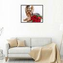 5D DIY Diamond Painting Dog Flowers Cross Stitch Embroidery Rhinestones Kit