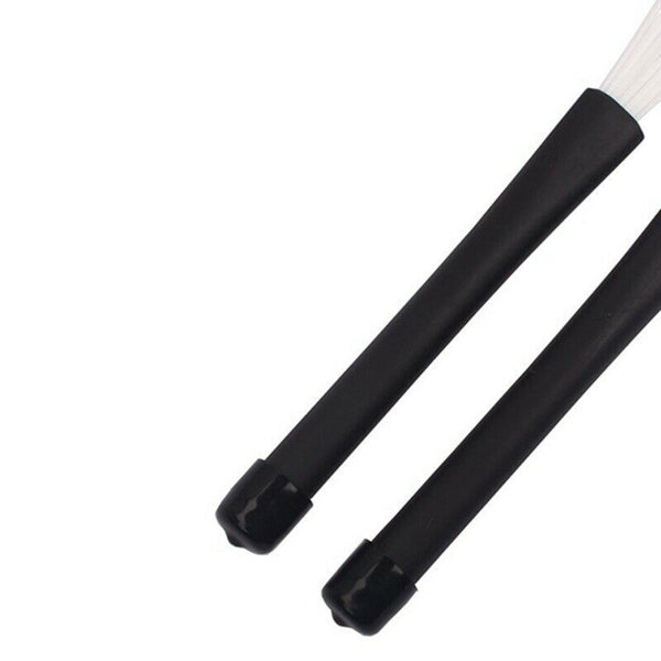 Telescopic Retractable Handles Percussion Drum Brushes Sticks (Black+White)