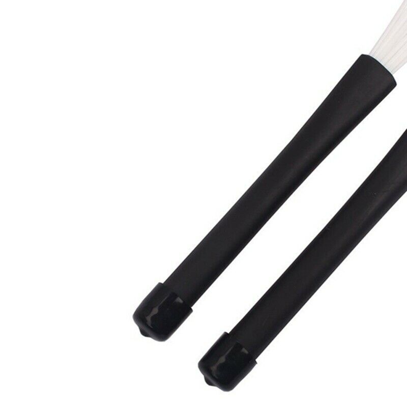 Telescopic Retractable Handles Percussion Drum Brushes Sticks (Black+White)