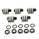 5 x Guitar Audio Plug Socket with Washers for Musical Instrument