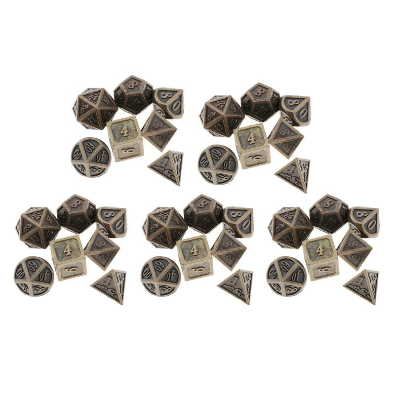 5Sets Polyhedral Metal Dice Bronze for Dragon Scale D&D DnD Pathfinder