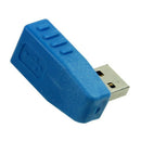 Blue Vertical Left Angled 90 Degree USB 3.0 Male To A Female Adapter Conver Z6Z3