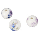 30PCs Mixed Flower Pattern Round Ceramic Beads 12mm(4/8 inch)Dia. Q8Q5
