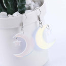 Clear Holographic Crescent Moon Earrings Iridescent Lightweight Jewelry A Pair