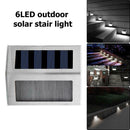 4pcs Stainless Steel 6LED Solar Stair Light Outdoor Garden Path Street Lamp A