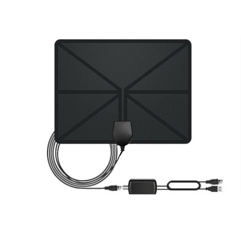 Flat Indoor Digital TV Antenna 50 Mile Range Signal Booster Amplifier H NDN