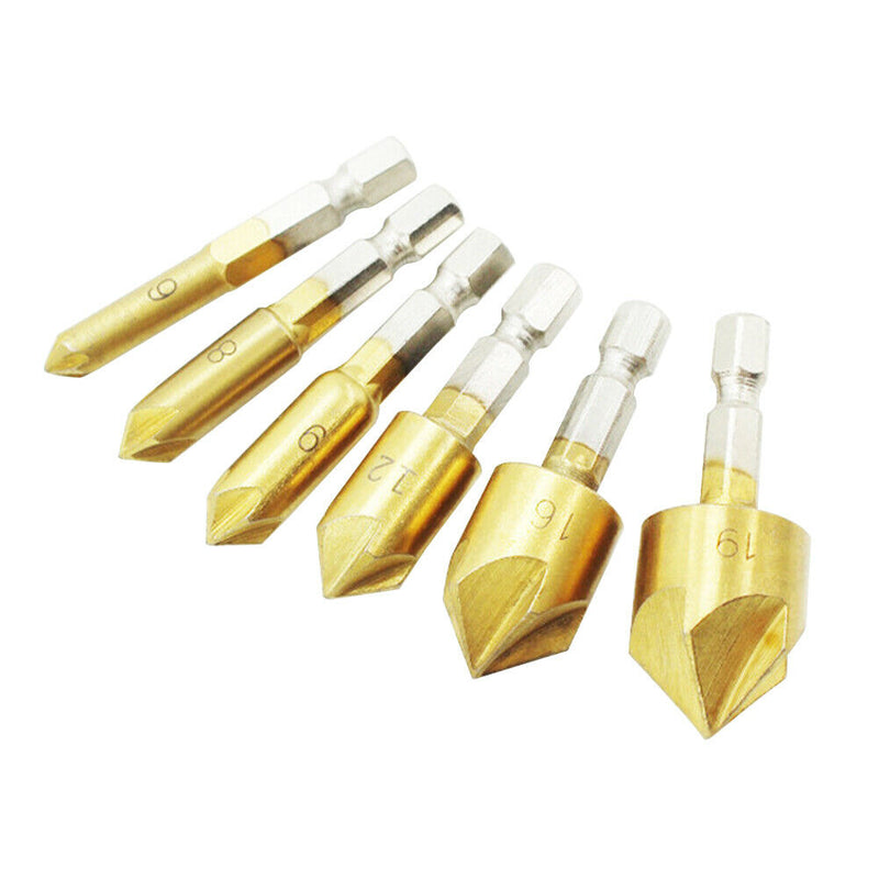 23-piece set of hexagon shank 5-blade three-point countersunk bit tool set