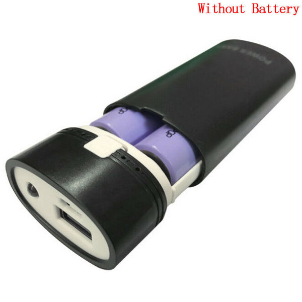 2x 18650 USB Mobile Power Bank Battery Charger Box Case with flashnight  F 3C