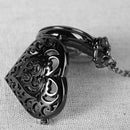 No drill collar hollow heart heart flower pocket watch black Japanese and K K9U9