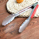 9-Inch Stainless Steel Red ABS BBQ Tongs Kitchen Cook Tool Convenient Pract B8X3